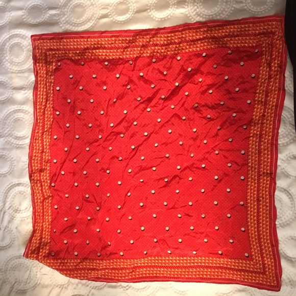 Evan Picone Accessories - Red Polka Dot Evan Picone Silk Scarf Bandana